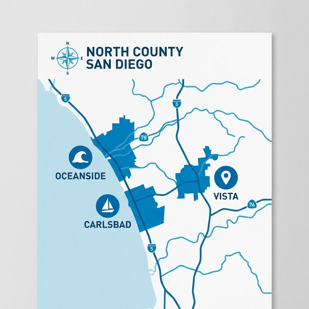 Map of North County San Diego Service Area
